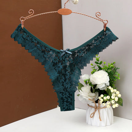 Women's Thong Sexy Low-Waist Lace Lingerie Breathable Briefs Soft Comfortable Panty Lace Underwear Butterfly