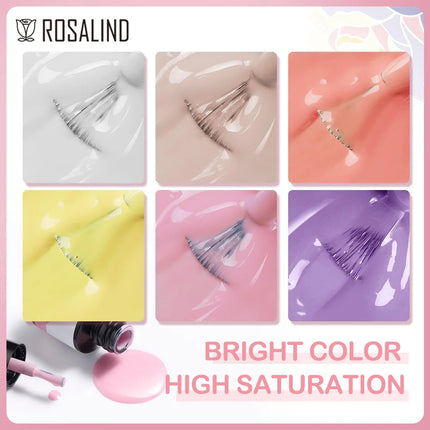 ROSALIND Shiny Gel Nail Polish Soak Off Gel Varnishes Nail Art Semi Permanent UV Glitter Nail Gel Polish Base Top Coat Enamel