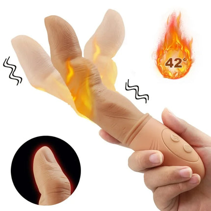 G-spot vibrator, Realistic Finger vibrator with heat, and realistic silicone clitoral stimulation pseudovaginal vibrator