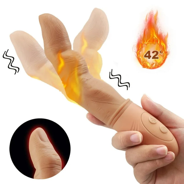 G-spot vibrator, Realistic Finger vibrator with heat, and realistic silicone clitoral stimulation pseudovaginal vibrator