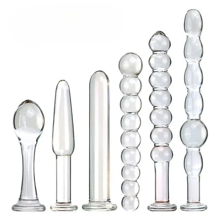 Glass Anal Plug Six styles Pulling Beads Dual Use Small Dildos Butt Plugs Masturbation Posterior Dilation Adult Sex Toys