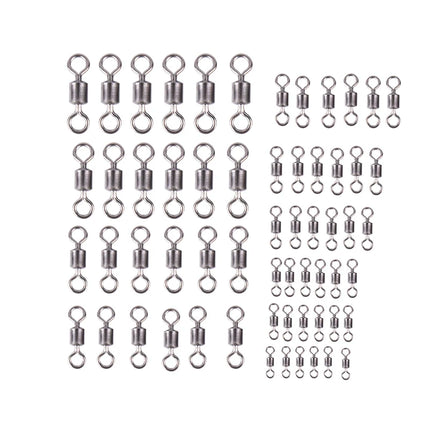 50PCS Fishing Bearing Rolling Swivel Solid Ring Lures Connector 11 Size