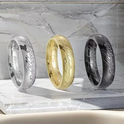 Language Carving Not Fade Rings for Unisex Fashion Minimalist Accessories Titanium Steel Jewelry
