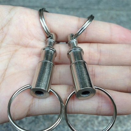 Detachable Pull Apart Metal Keychain for Women Men Silver Color Double End Key Chains Quick Release Keyring