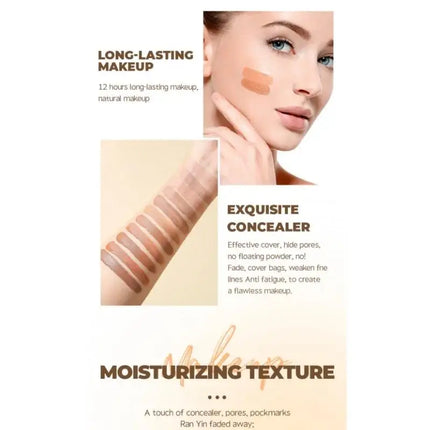 Full Coverage Liquid Concealer Waterproof Foundation Makeup Base Long Lasting Cream for Dark Circles Acne Natural Matte
