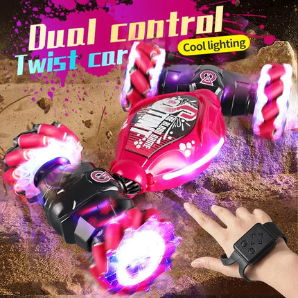 Gesture Sensing Dual Control Twist Car Double-Sided Drift Stunt Rechargeable Remote Toy with LED Lights - Perfect Gift for Kids