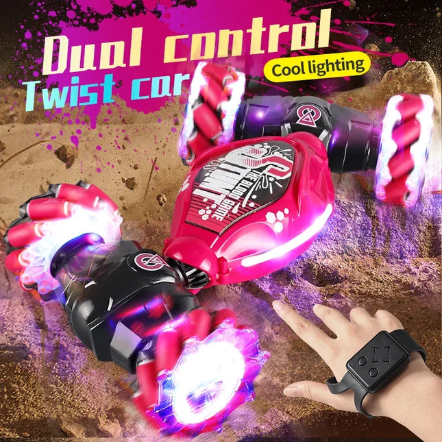 Gesture Sensing Dual Control Twist Car Double-Sided Drift Stunt Rechargeable Remote Toy with LED Lights - Perfect Gift for Kids