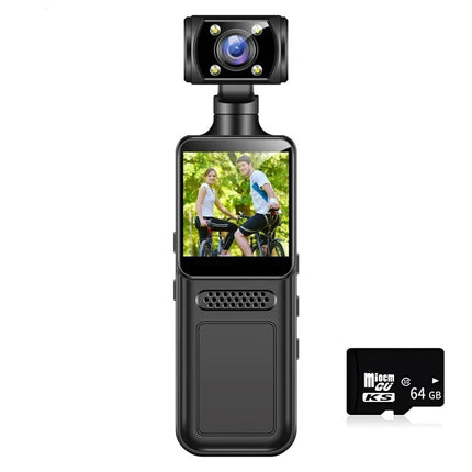 New Handheld 4k Hd 180 ° Rotating Mini Portable Camera Wearable Night Vision Sports Camera Outdoor Activity Recording