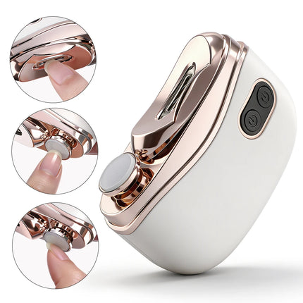 Automatic Electric Nail Clipper 2 in 1 Auto Fingernail Cutter & Polishing Grinder for Baby Senior Adults 2-Speed Nail Trimmer