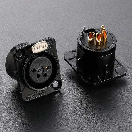 HF XLR Gold plated 4 Pin Male Female Panel  Audio Microphone Jack  Socket Connector D-type Mount Amplifier Receptacle YS1464BG