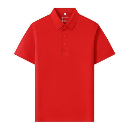 6XL Anti-Wrinkle Pearl Weave Cool Feeling  Solid Color Polo Shirt Seamless Collar  Four Button Men's T-Shirt Summer Breathable