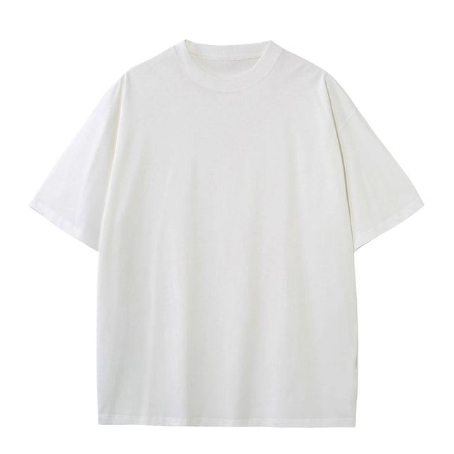230gsm High Quality Oversized Heavy Tops T-shirt for Men Short Sleeve Tee Cotton Solid Color Trend Leisure Green White Black