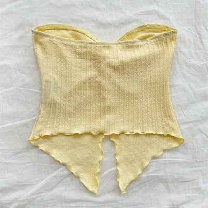 Twist Knot Cropped Tube Top for Women Summer Y2K Clothes Sexy Off the Shoulder Slit Crop Top