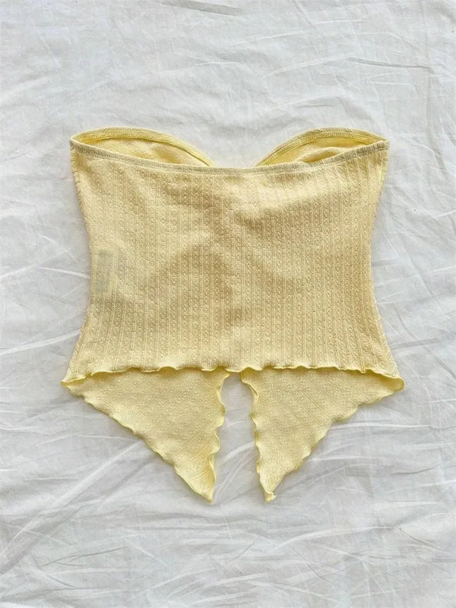 Twist Knot Cropped Tube Top for Women Summer Y2K Clothes Sexy Off the Shoulder Slit Crop Top