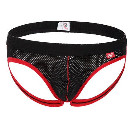 Sexy Gay Men Mesh Jockstrap Underwear Sissy Panties Cueca Tanga Male Thong G String Hollow Out Strap Briefs Erotic Lingerie