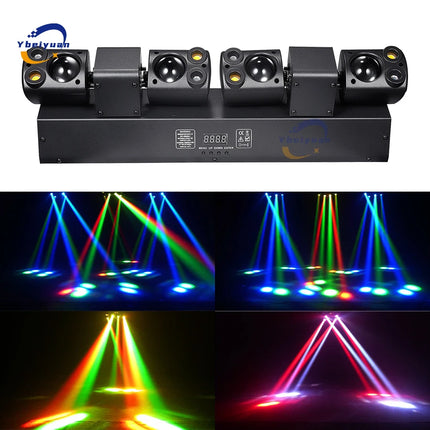 80W LED Dual-Head Moving Head Beam Light Red/Green Laser Yellow Flash DMX512 Remote Control DJ Disco Party Stage Effect Light