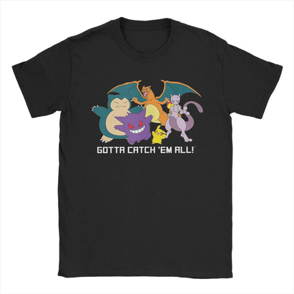 Pokemon T-shirt Men's Pure Cotton Casual T-shirt Round Neck T-shirt Short Sleeve Clothing Summer Sports Casual Short Sleeve Top