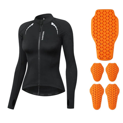 WOSAWE Women Motorcycle Riding Shirt Protective Jacket Breathable Slim Fit Armor Padded Motorbike Clothing