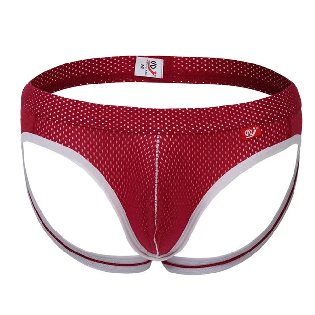 Sexy Gay Men Mesh Jockstrap Underwear Sissy Panties Cueca Tanga Male Thong G String Hollow Out Strap Briefs Erotic Lingerie