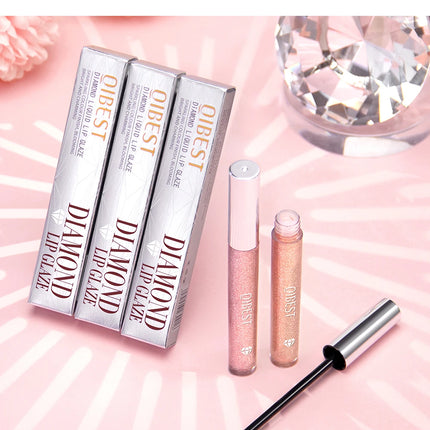 Diamond Glitter Liquid Lipstick Waterproof Long Lasting Pearl Shiny Lip Gloss Metal Charming Lip Glaze Tint Makeup For Women