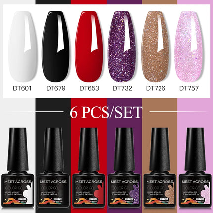 6pc Nail Gel Polish Set DIY Nail Art Semi Permanent UV LED Gel Kit For Nails Decoration Manicure Soak Off Painting Vernis Design