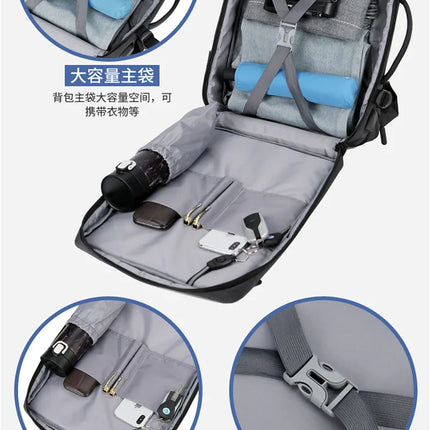 Fashion Expandable USB Laptop Waterproof Backpack Men Business School Backpack  Large Capacity Travel Backpack