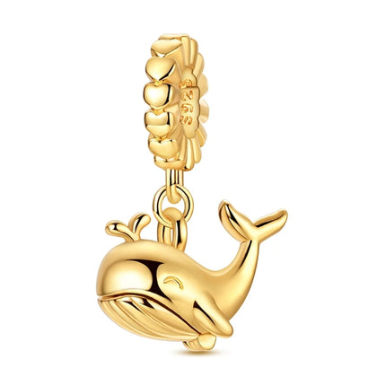 Gold Color Charms 925 Sterling Silver Original Golden Safety Chain Round Spacer Clip Charm DIY Jewelry For Women Bracelet Gift