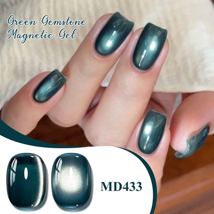 8ml Green Gemtone Cat Magnetic Gel Nail Polish Jewel Effect Nails Semi Permanent Nail Art Soak Off UV LED Gel Varnish Manicure