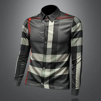 Fashionable Long Sleeve Slim Fit Men's Shirt Trendy Korean Style Checkered Casual Shirt for Spring And Autumn in Mainland China