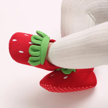 Spring and Autumn Baby Girl Baby Shoes Cute Strawberry Casual Sports Shoes Elastic Mouth Comfortable Baby Walking Shoes