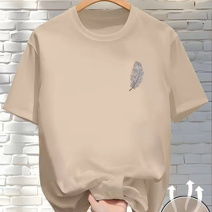 New Round Neck Running T-shirt Men Summer Thin Top Feather print Quick Dry Short Sleeve Breathable Fitness Sports T-shirt Wear