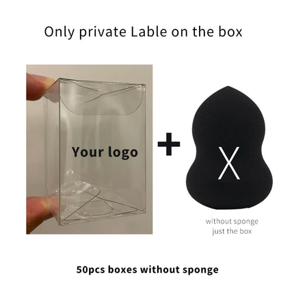 Custom Your Logo Cosmetics Beauty Sponge Latex Free and Vegan Makeup Black Sponge Set  Powder Cream Liquid Application with Box