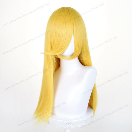 60cm Long Straight Cosplay Synthetic Wig With Bangs Golden Yellow Green Blonde Purple Heat Resistant Hair Anime Wigs + Wig Cap