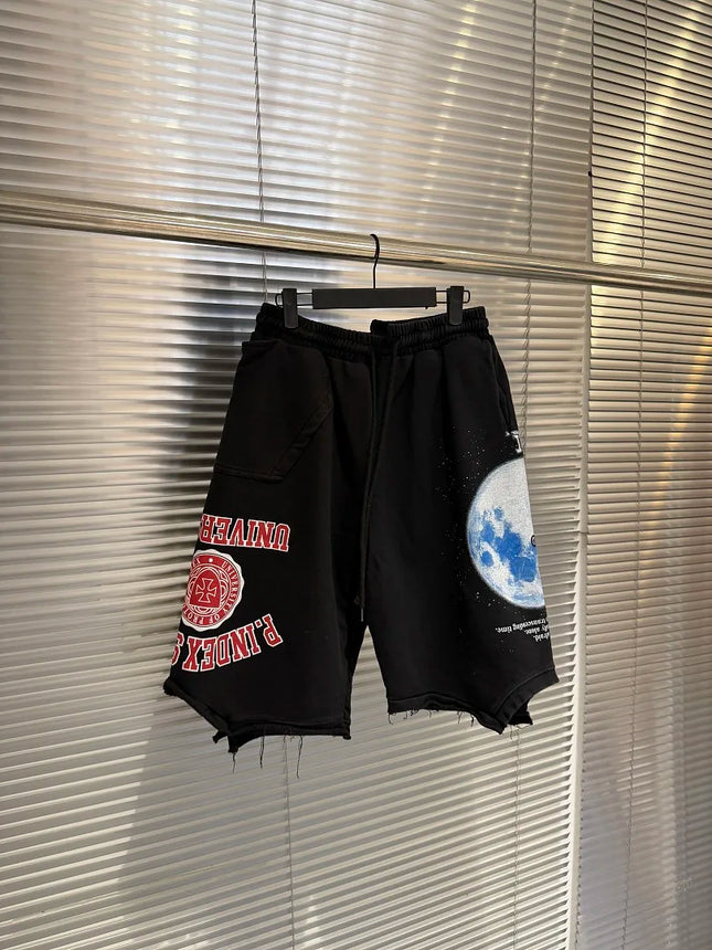 26ss Logo Printed Women Men Oversized Ripped Shorts Hiphop Streetwear Cotton Short Pants Shorts