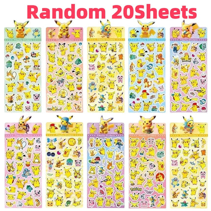 20pcs Anime Pokemen Pikachu Stickers Stationary Aesthetic Diary Decoration Art Supplies Decals Scrapbooking Sticker Toys Gifts