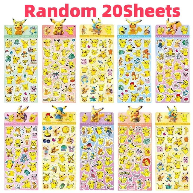 20pcs Anime Pokemen Pikachu Stickers Stationary Aesthetic Diary Decoration Art Supplies Decals Scrapbooking Sticker Toys Gifts