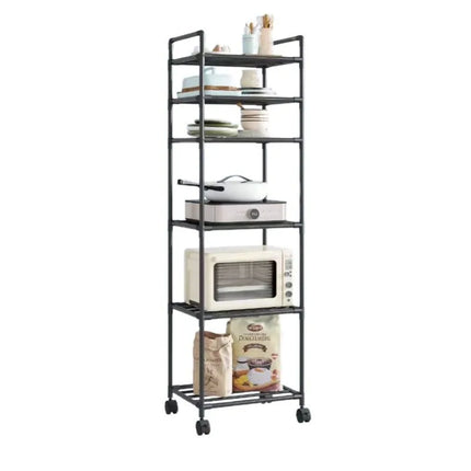 Kitchen Storage Rack Multilayer No Drill Rolling Shelf for Pots Microwave Oven Vegetables Organizer