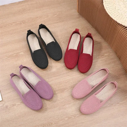 Casual Shoes Women's Summer Mesh Breathable Flat Shoes Ladies Comfort Light Sneaker Socks Women Slip on Loafers Zapatillas Muje