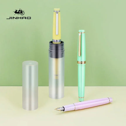 JINHAO 82 Fountain Pen Gold Trim Acrylic Barrel Silver Clip for Writing Calligraphy Signature School Office Supplies Stationery