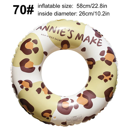1PC Leopard Print Inflatable Swim Ring, Adult Pool Float, Animal Pattern Swimming Summer Beach Water Toy Pool Party Ring