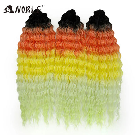 Noble 24Inch 300g Crochet Hair Curl Hair Water Wave Ombre Blonde Twist Crochet Hair Braid Hair Deep Wave Braiding Hair Extension