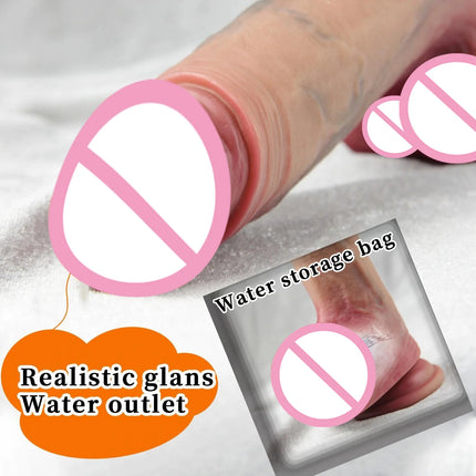 Realistic Squirting Dildo Penis Sliding Foreskin Dildo Big Dick Penetration Anal Vaginal Masturbation Strap On Dildo Sex toys