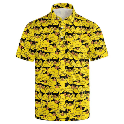 Hawaiian 3D Cute Animal Rubber Duck Printing Polo Shirt For Men Funny Duck Graphic Polo Shirts Kid Fashion Streetwear Polos Tops