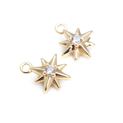 18K Gold Color Brass  Zircon Star Charms Pendants Jewelry Necklaces Earrings Bracelets Making Supplies Diy Findings Accessories