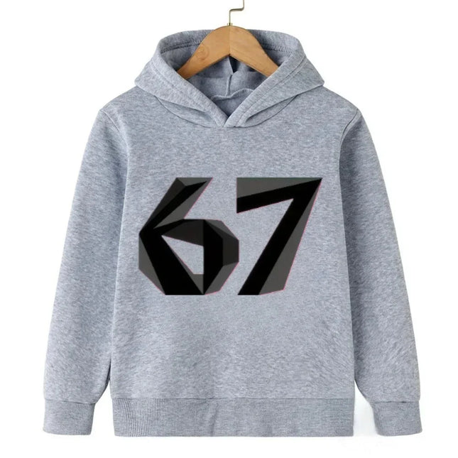 Autumn 67 Locked in Warm Children's Hoodie Viral Slang Kids Casual Boy Girl Pullover Fashion Funny Comfortable Fleece Sweatshirt