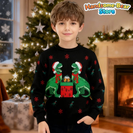 Funny Tree Rex Christmas Ugly Sweatshirt New Fashion Cartoon Dinosaur Graphic Hoodies for Girls Clothes Xmas Boys Gift Kids Tops