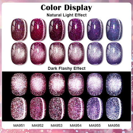 7ml Cat Reflective Magnetic Gel Nail Polish Purple Red Glitter Semi Permanent UV Gel Varnish Soak Off Nail Supplies Manicure DIY