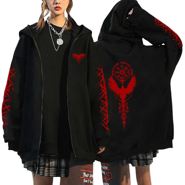 Black Hoodie Women Hooded Sweatshirt Winter Warm Oversized Zipper Jacket Casual Streetwear 2025 Trend Fashion