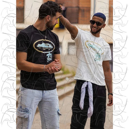 Cotton Men's Short Sleeves, High-quality Comfortable Short Sleeves, West Coast Style Devil Print Short Sleeves, Men's Gifts