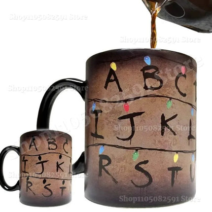 Stranger Xmas Lights 11oz Thermochromic Mug, Temperature Heat Sensitive SThings Christmas Light Cup, for Coffee & Milk Tea